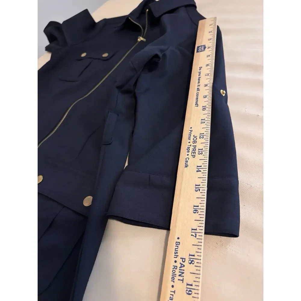 Sharagano Women Shift Collared Zip Up Size 6Dress 4 Pockets Navy Blue - Picture 10 of 10